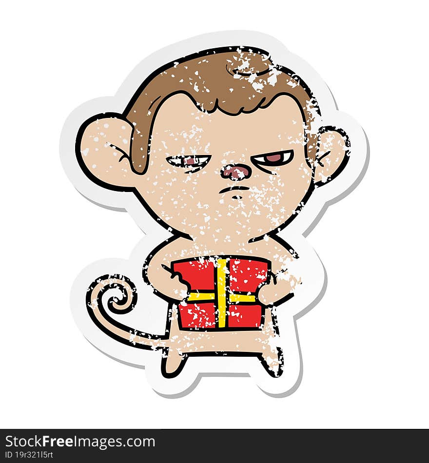 distressed sticker of a cartoon monkey