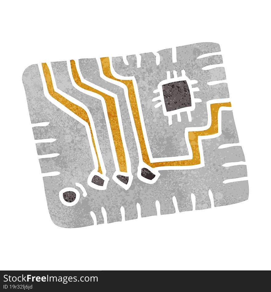 freehand retro cartoon computer circuitboard