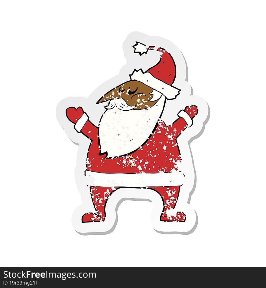 retro distressed sticker of a cartoon santa claus