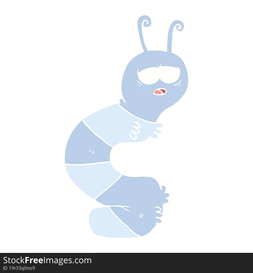 flat color style cartoon tired caterpillar