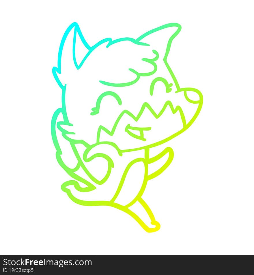 cold gradient line drawing happy cartoon fox