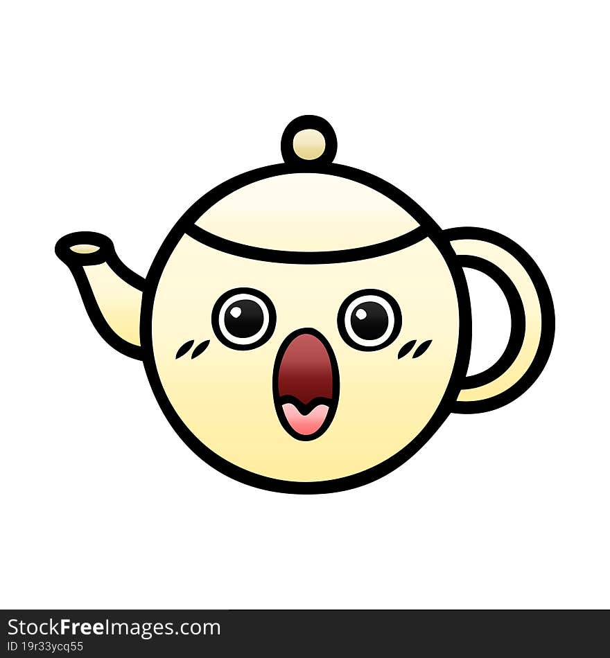 gradient shaded cartoon tea pot