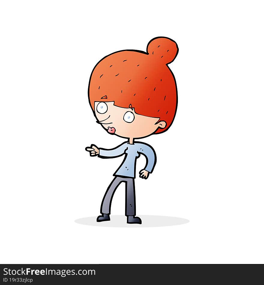 Cartoon Woman Pointing