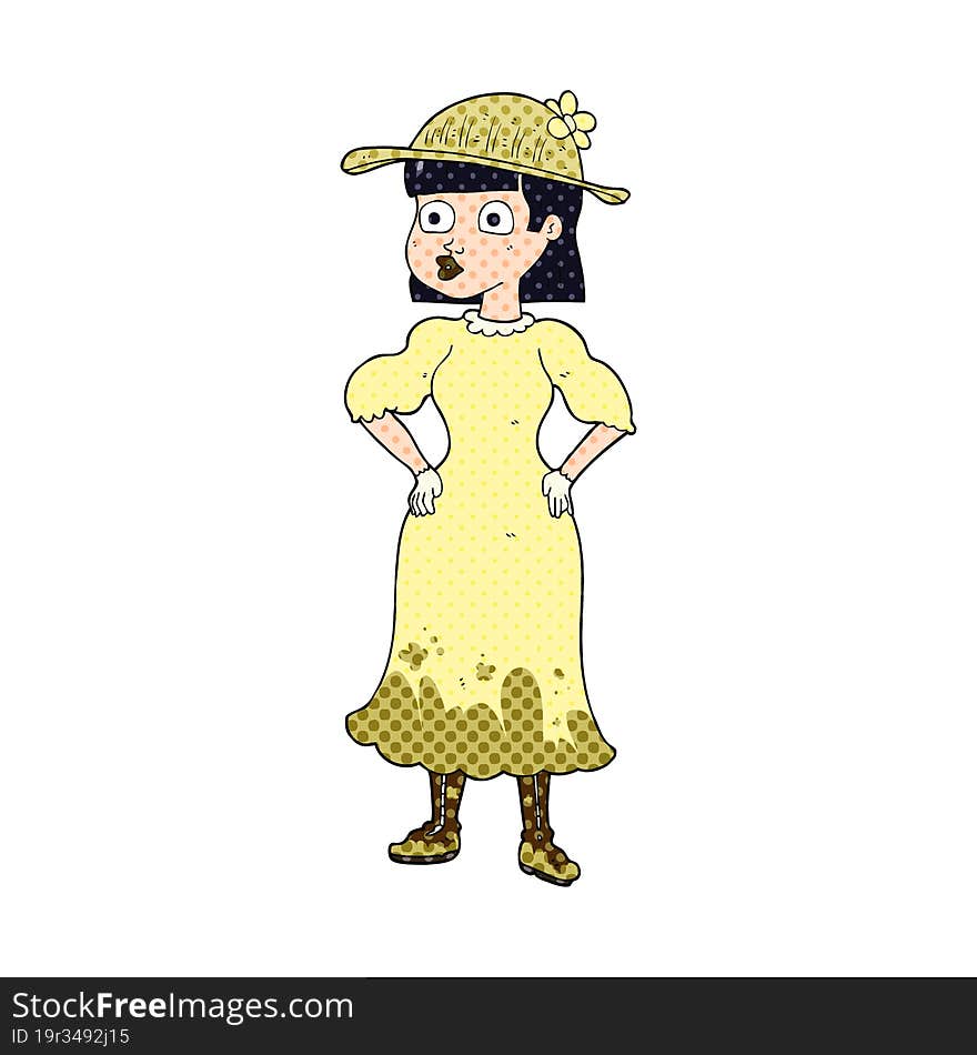 cartoon woman in muddy dress