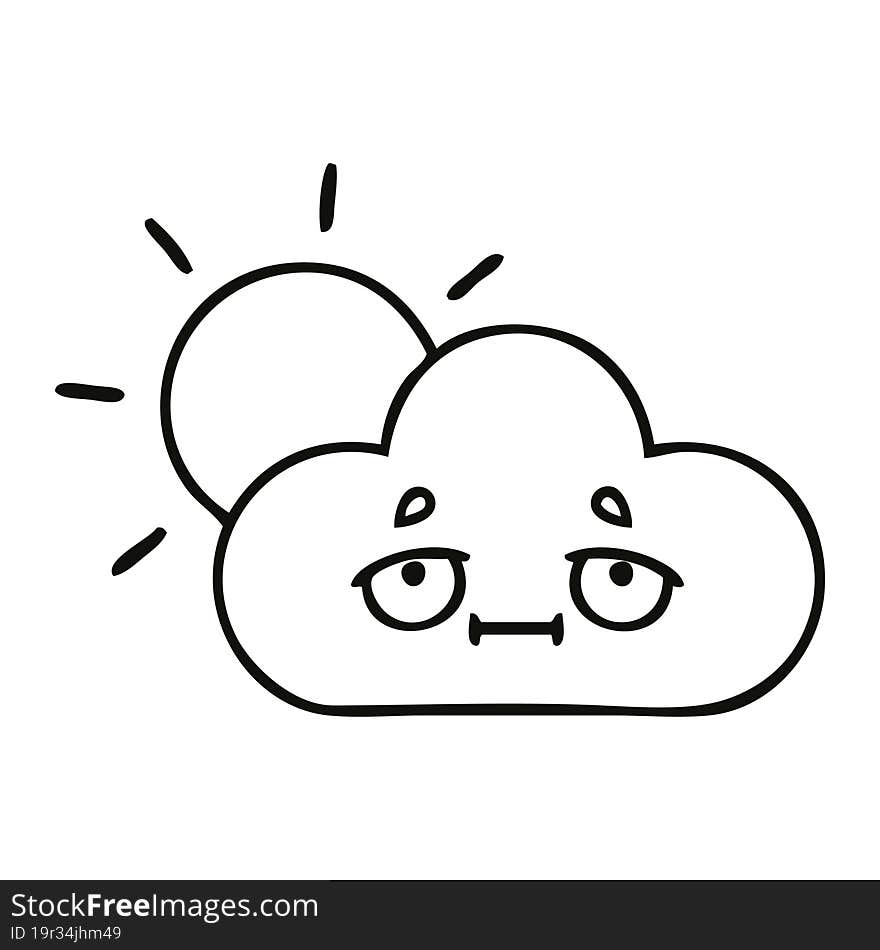 Line Drawing Cartoon Sunshine And Cloud