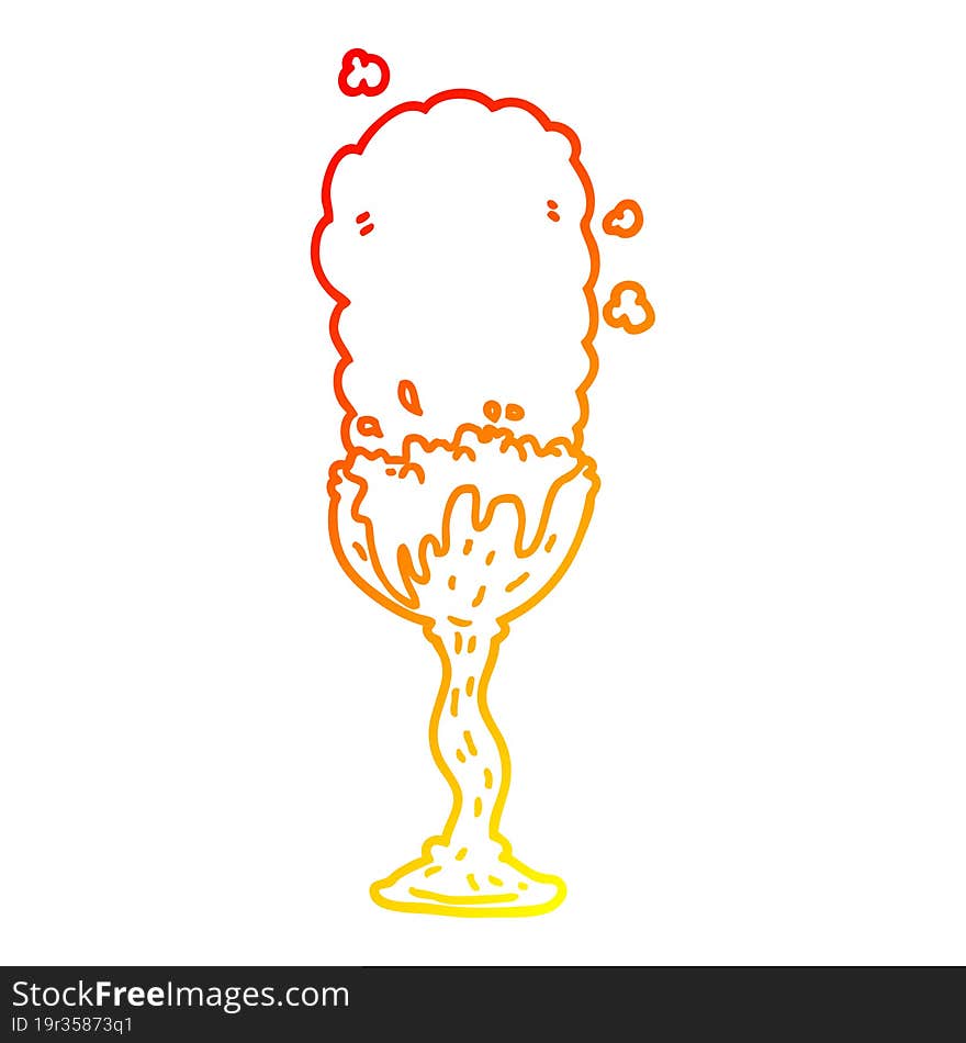 warm gradient line drawing of a cartoon potion goblet