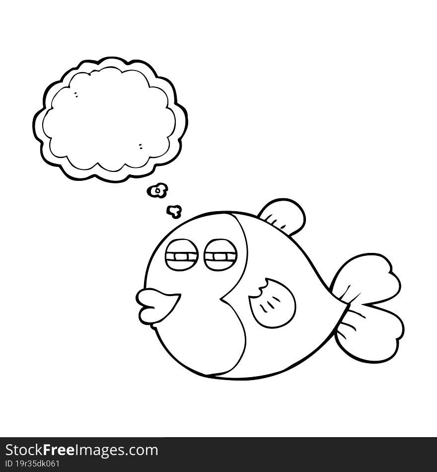 freehand drawn thought bubble cartoon fish