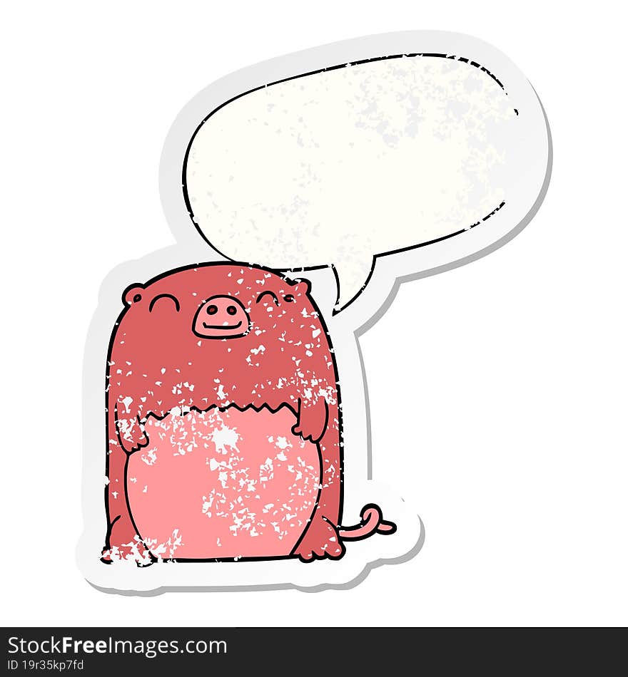 cartoon creature and speech bubble distressed sticker