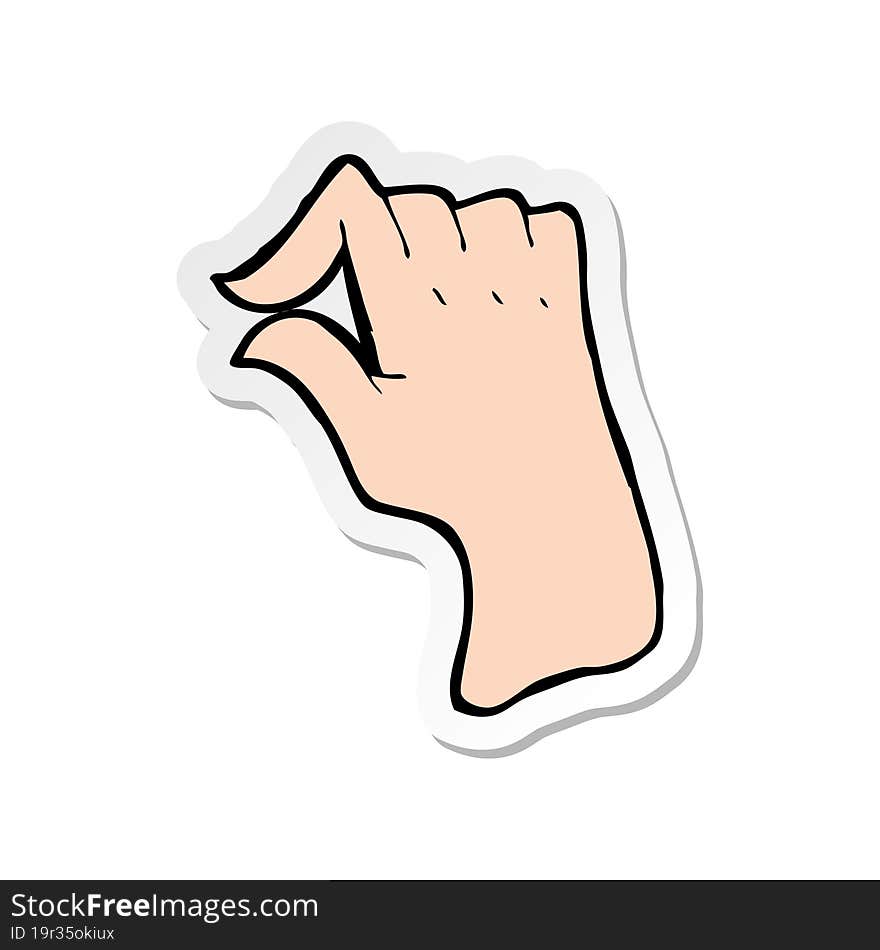 sticker of a cartoon pinching hand symbol