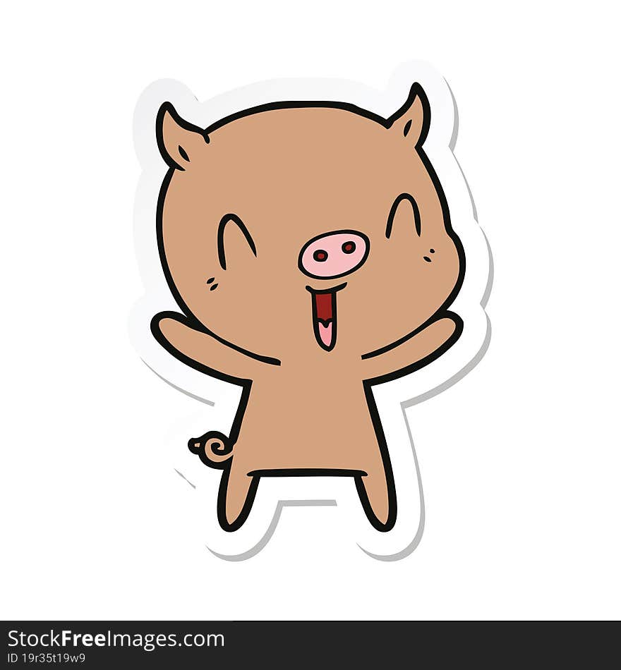 sticker of a happy cartoon pig