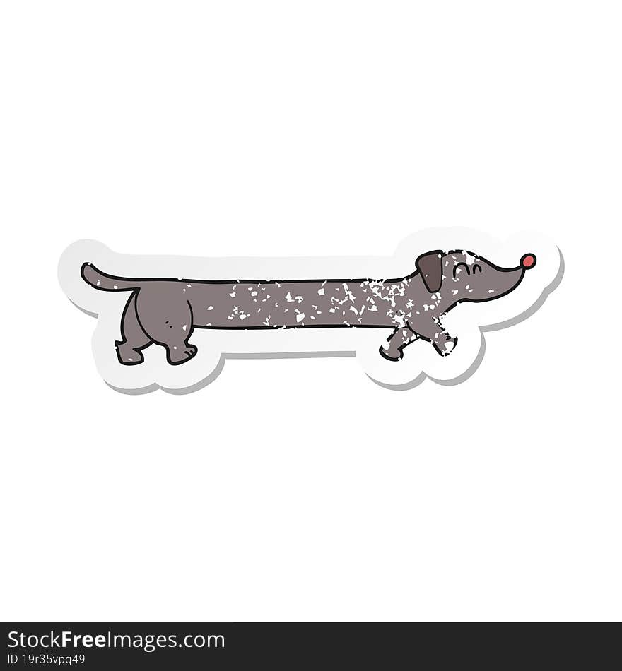 retro distressed sticker of a cartoon dachshund