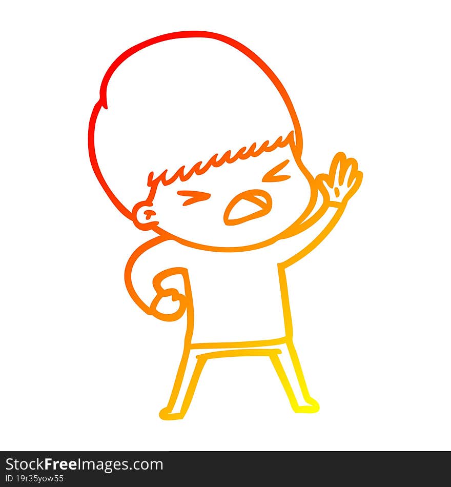 Warm Gradient Line Drawing Cartoon Stressed Man