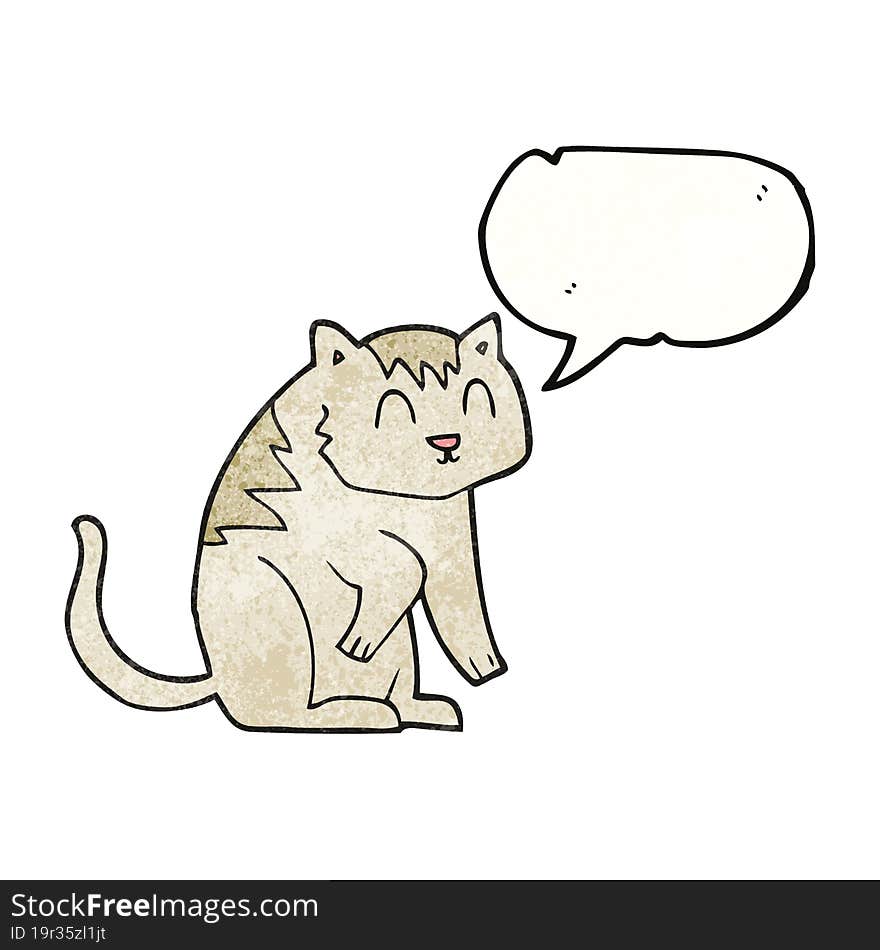 freehand speech bubble textured cartoon cat