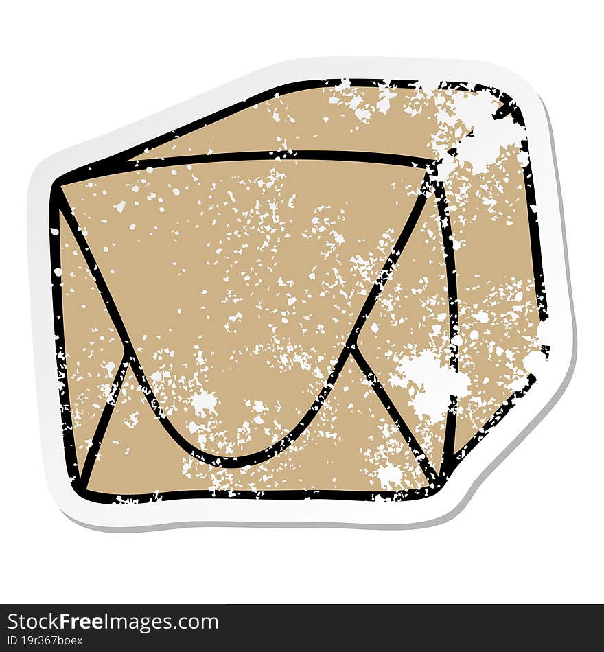 distressed sticker of a quirky hand drawn cartoon brown parcel