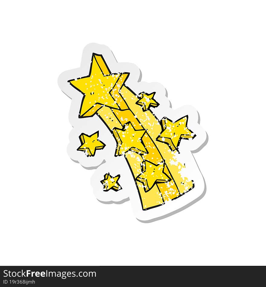 retro distressed sticker of a cartoon shooting star