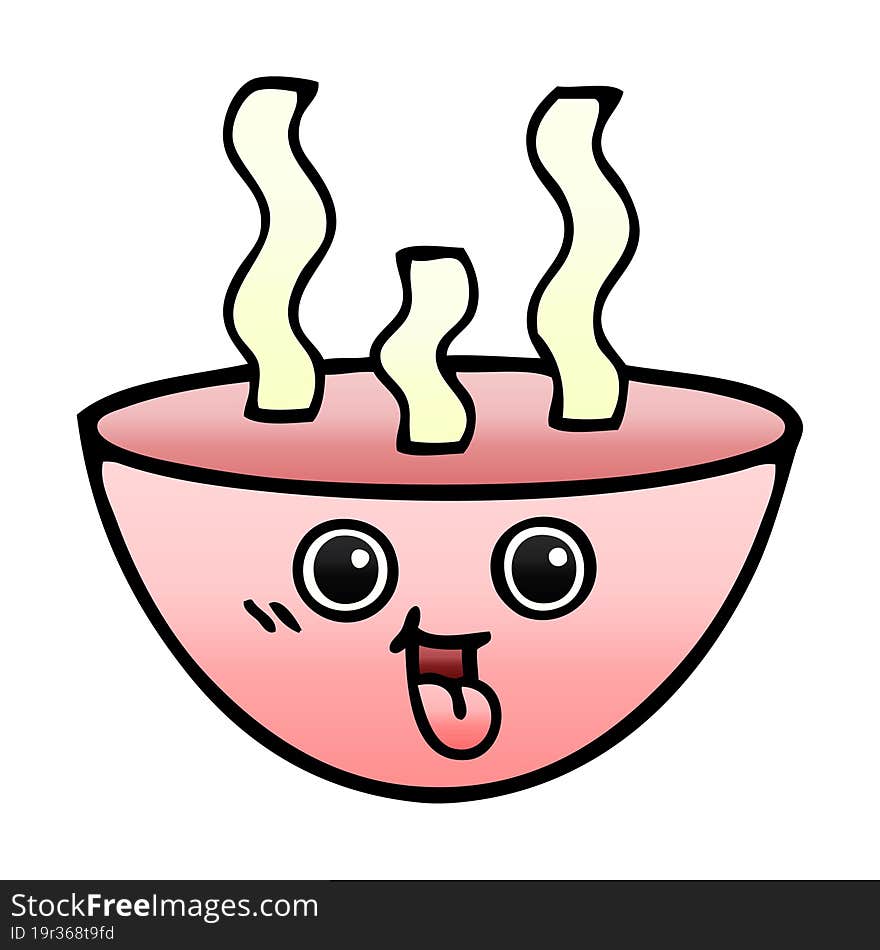 gradient shaded cartoon bowl of hot soup