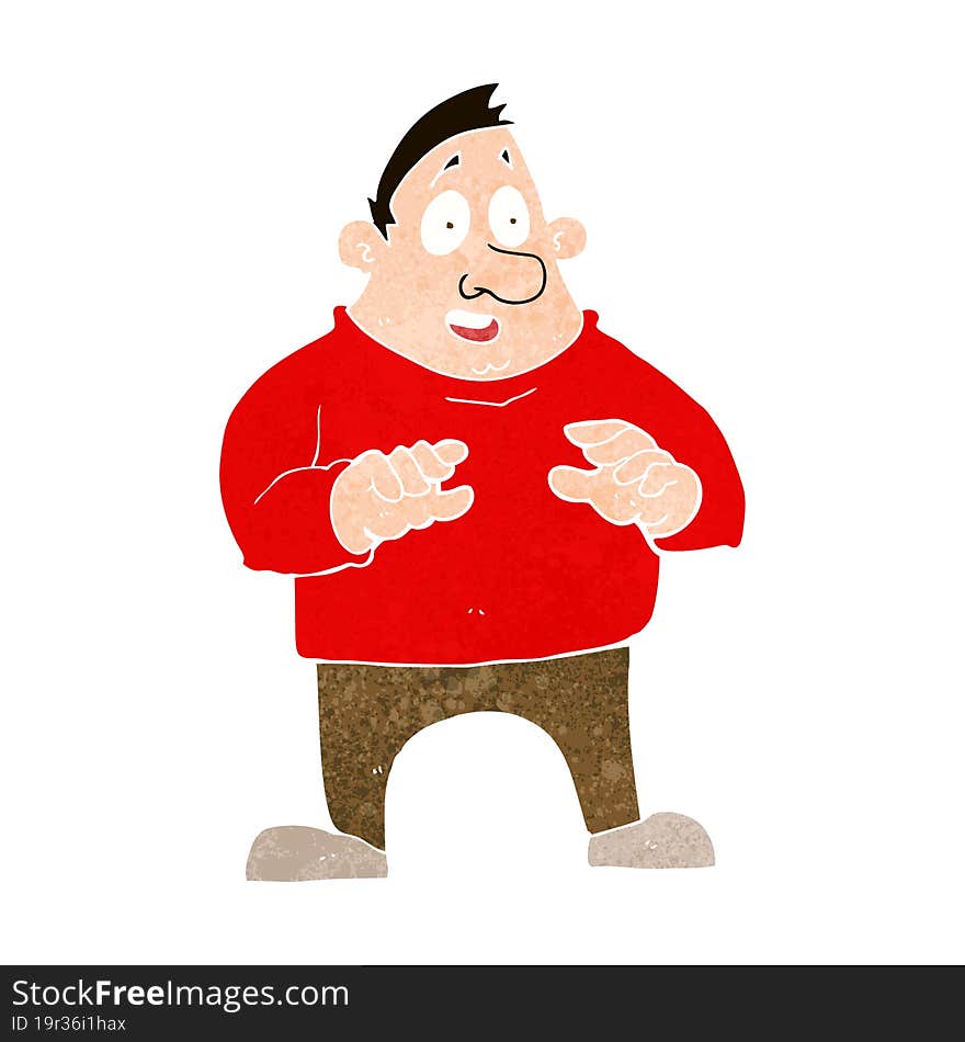 cartoon excited overweight man