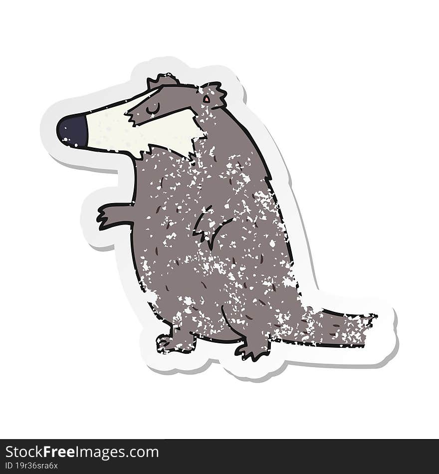 Distressed Sticker Of A Cartoon Badger