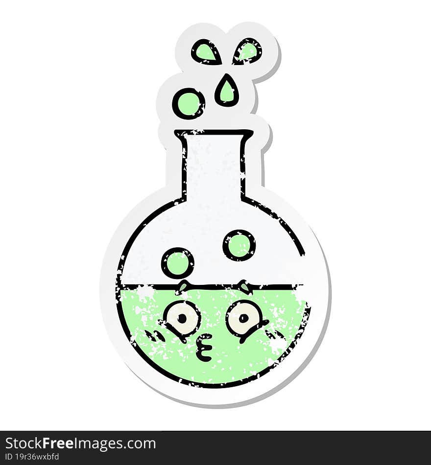 distressed sticker of a cute cartoon test tube