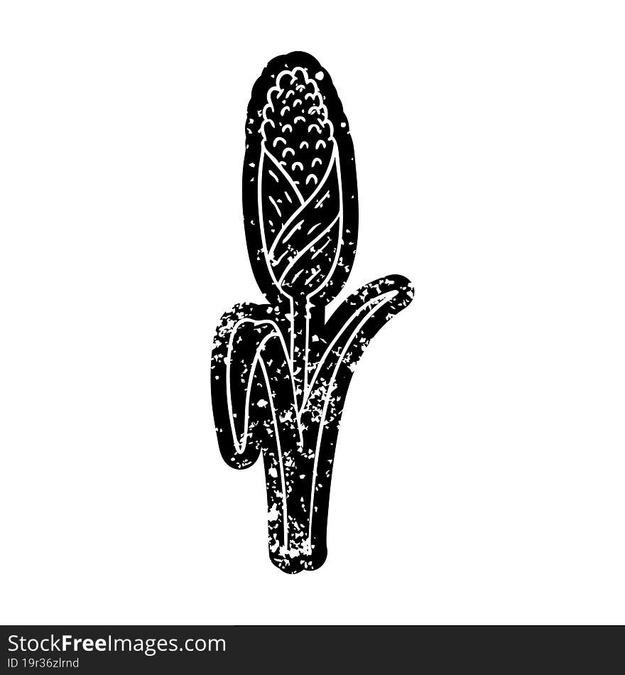 grunge icon drawing of fresh corn on the cob