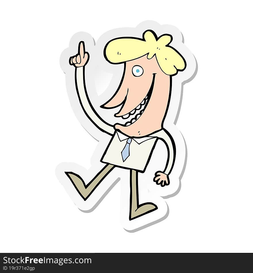 sticker of a cartoon man with idea