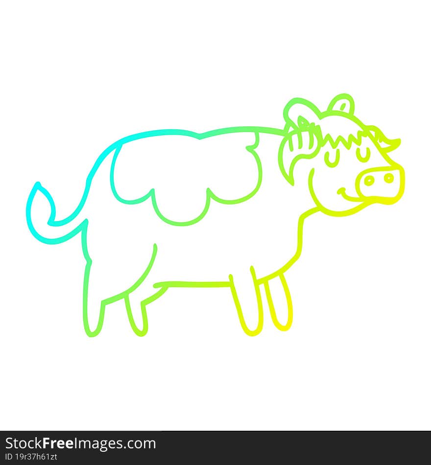 Cold Gradient Line Drawing Cartoon Cow