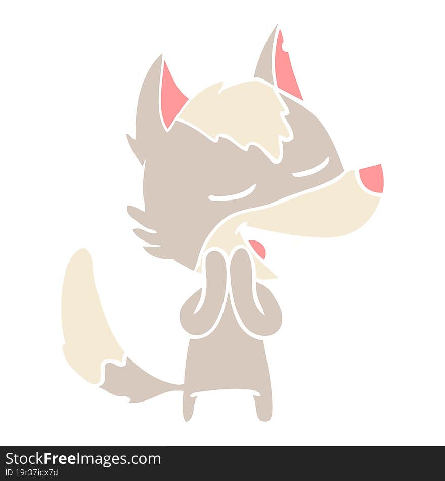 flat color style cartoon wolf laughing