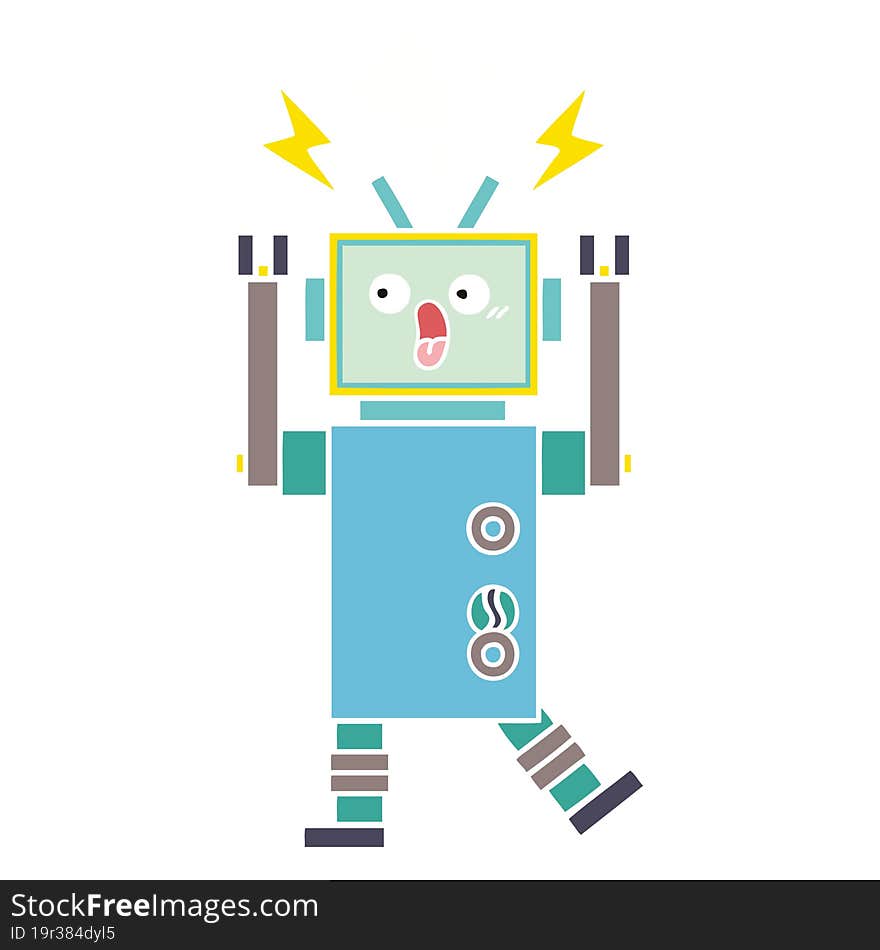 Flat Color Retro Cartoon Robot