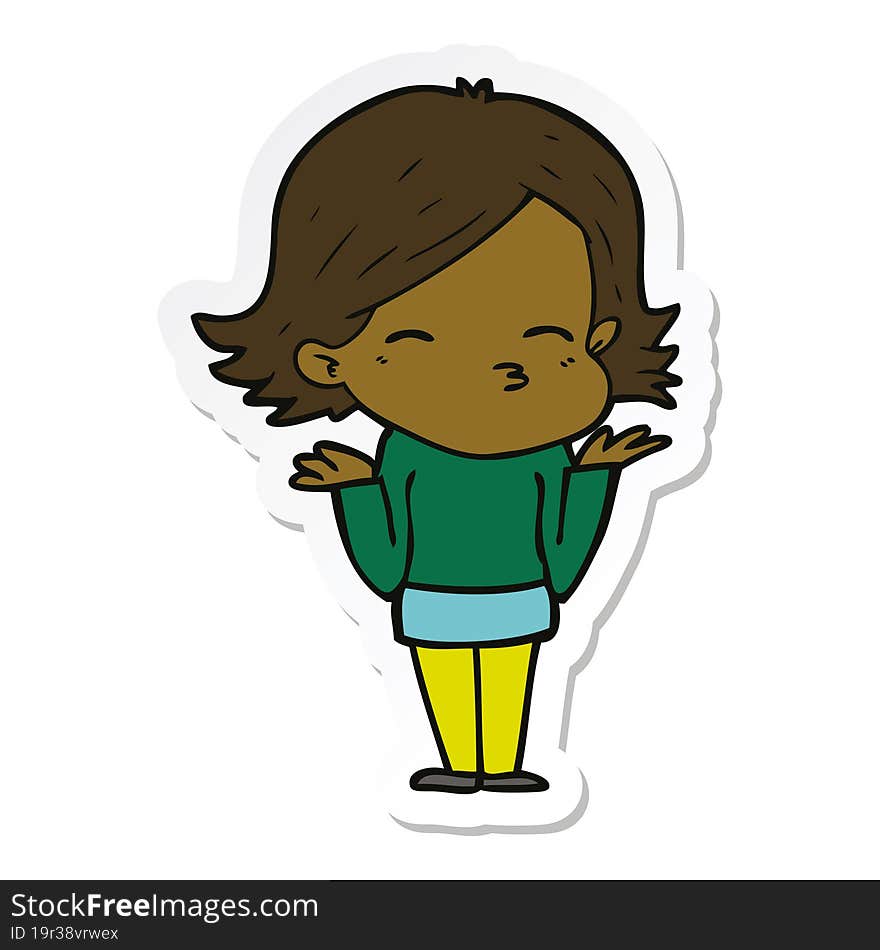 sticker of a cartoon confused woman