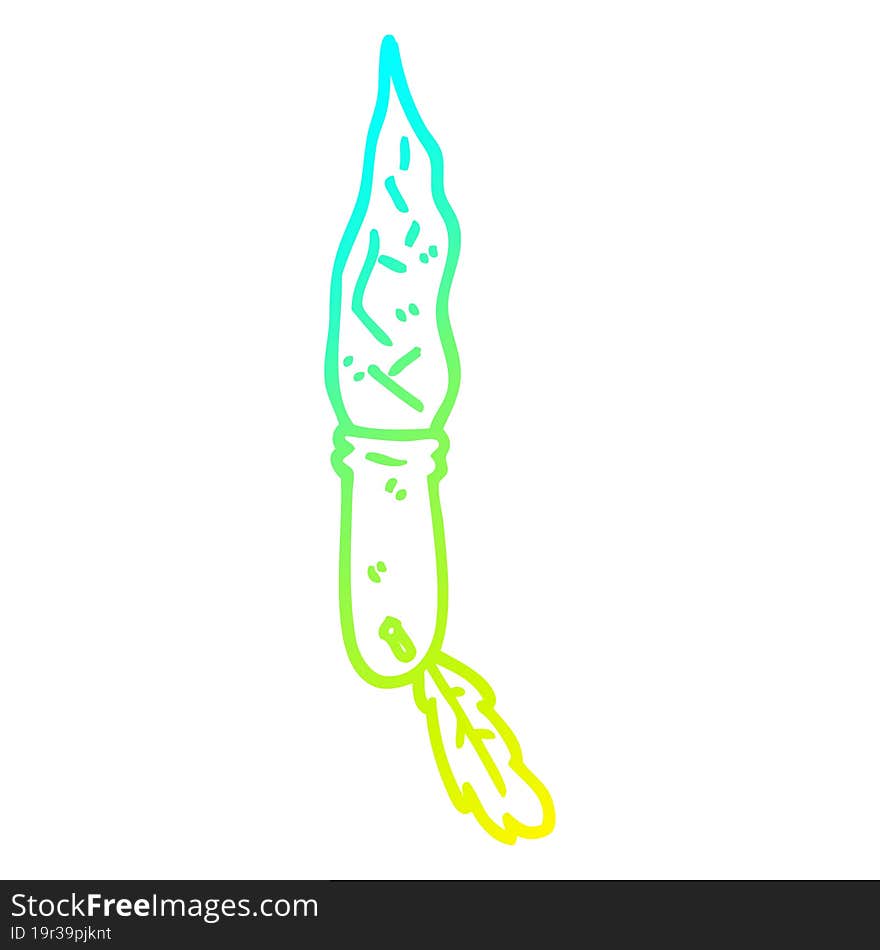 cold gradient line drawing of a cartoon stone dagger