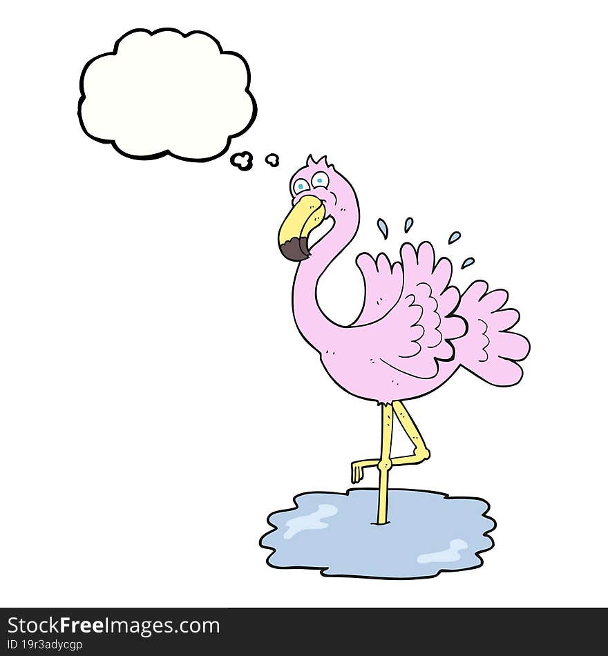 thought bubble cartoon flamingo