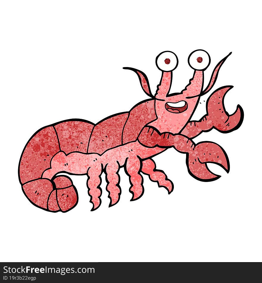 freehand textured cartoon lobster