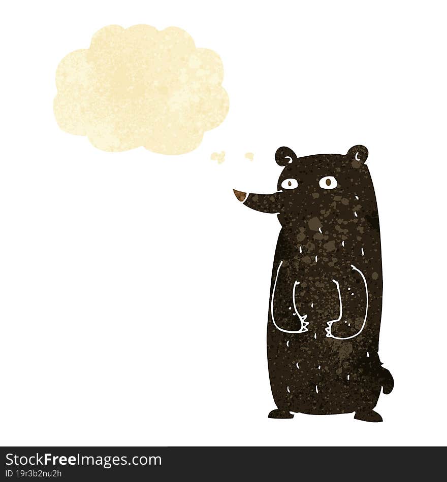 funny cartoon black bear with thought bubble