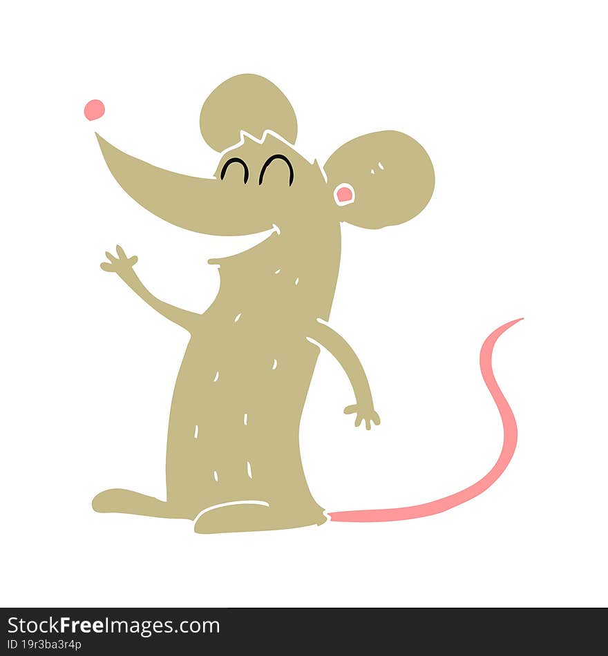 Flat Color Illustration Of A Cartoon Mouse