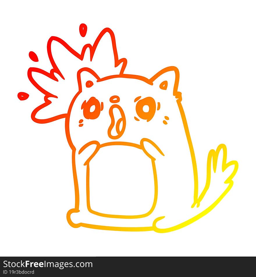 warm gradient line drawing of a shocked cat amazed