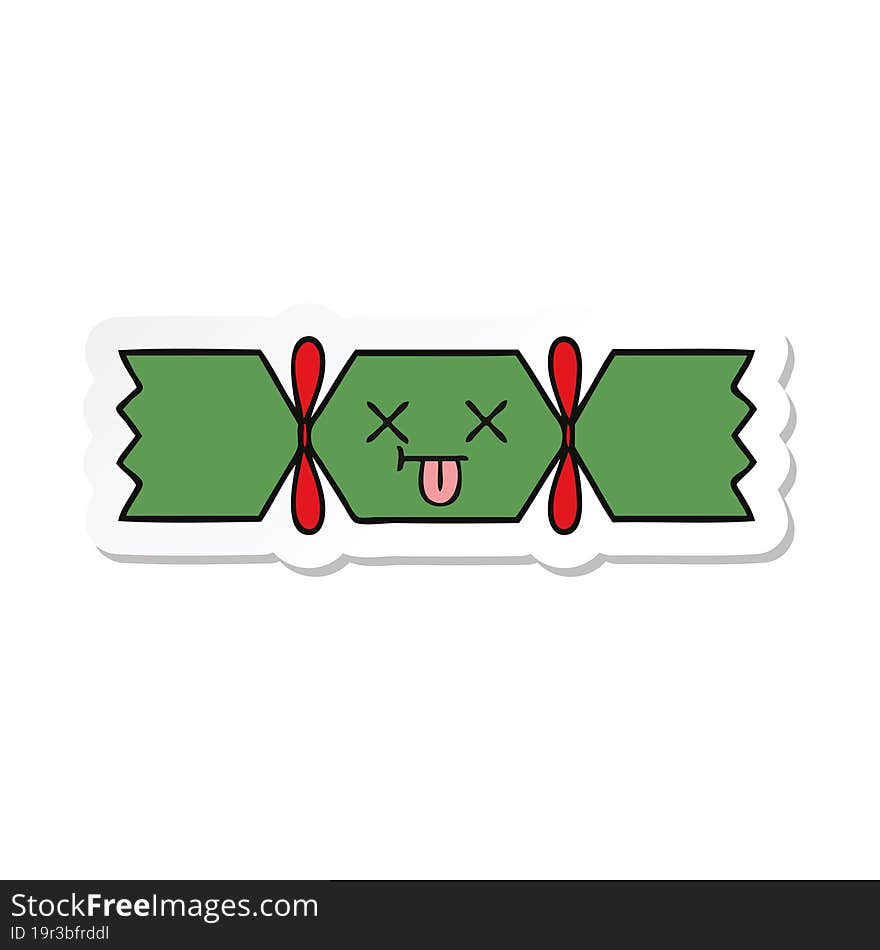 sticker of a cute cartoon christmas cracker