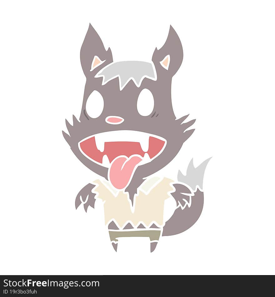 flat color style cartoon halloween werewolf