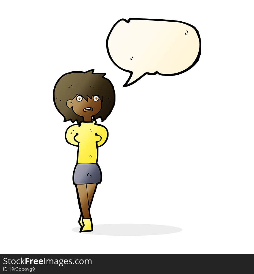 cartoon shocked woman with speech bubble