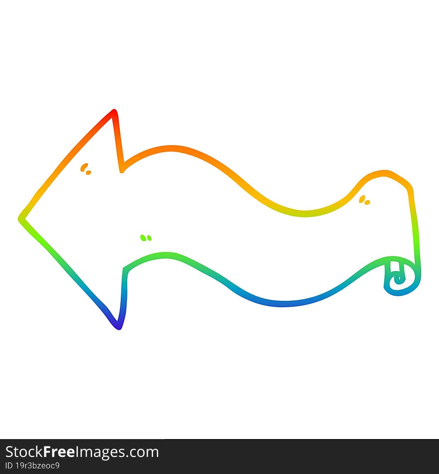 rainbow gradient line drawing cartoon arrow