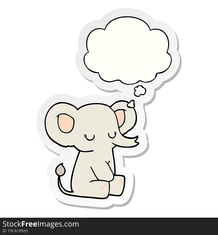 Cartoon Elephant And Thought Bubble As A Printed Sticker