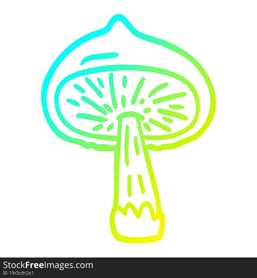 cold gradient line drawing of a cartoon mushroom