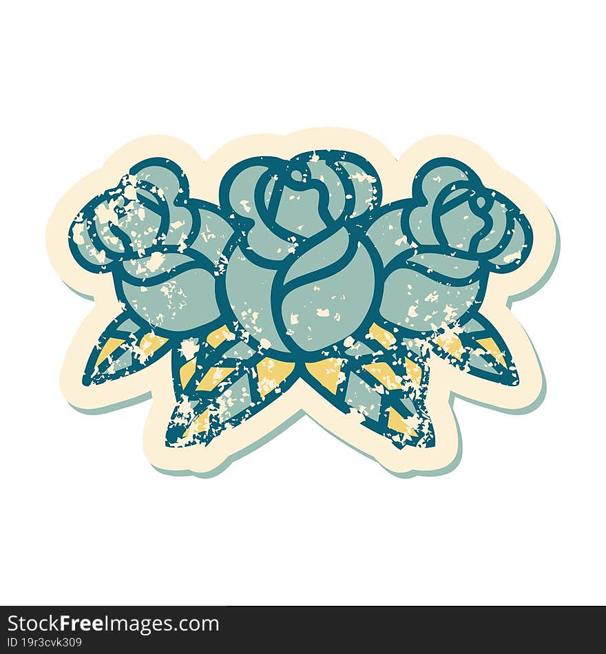 iconic distressed sticker tattoo style image of a bouquet of flowers. iconic distressed sticker tattoo style image of a bouquet of flowers