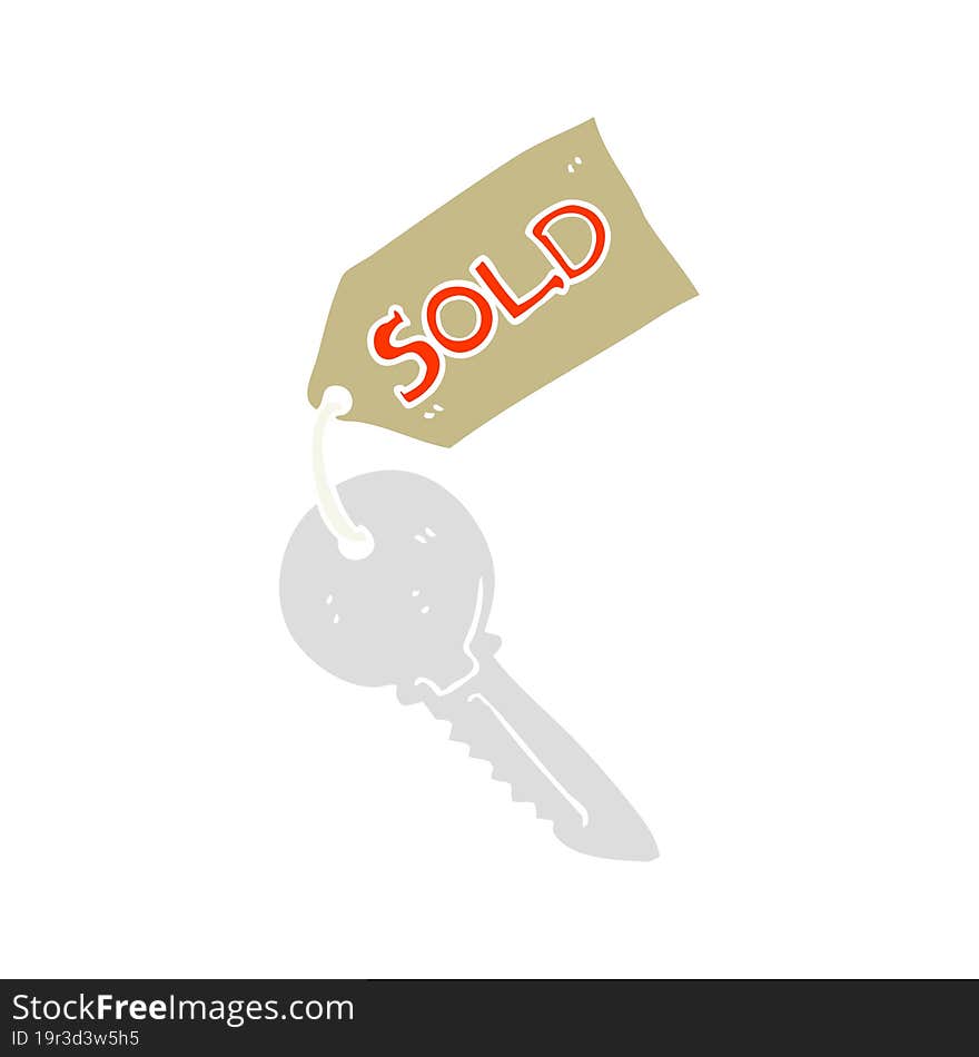 Flat Color Illustration Of A Cartoon New House Key