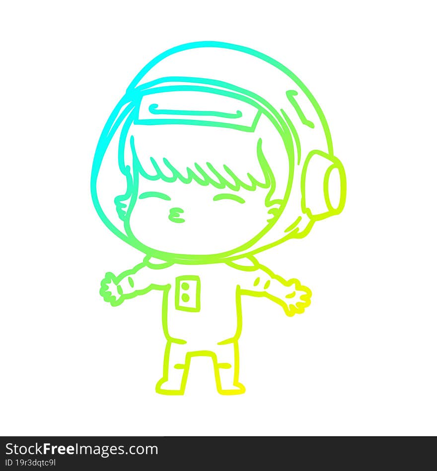 cold gradient line drawing cartoon curious astronaut