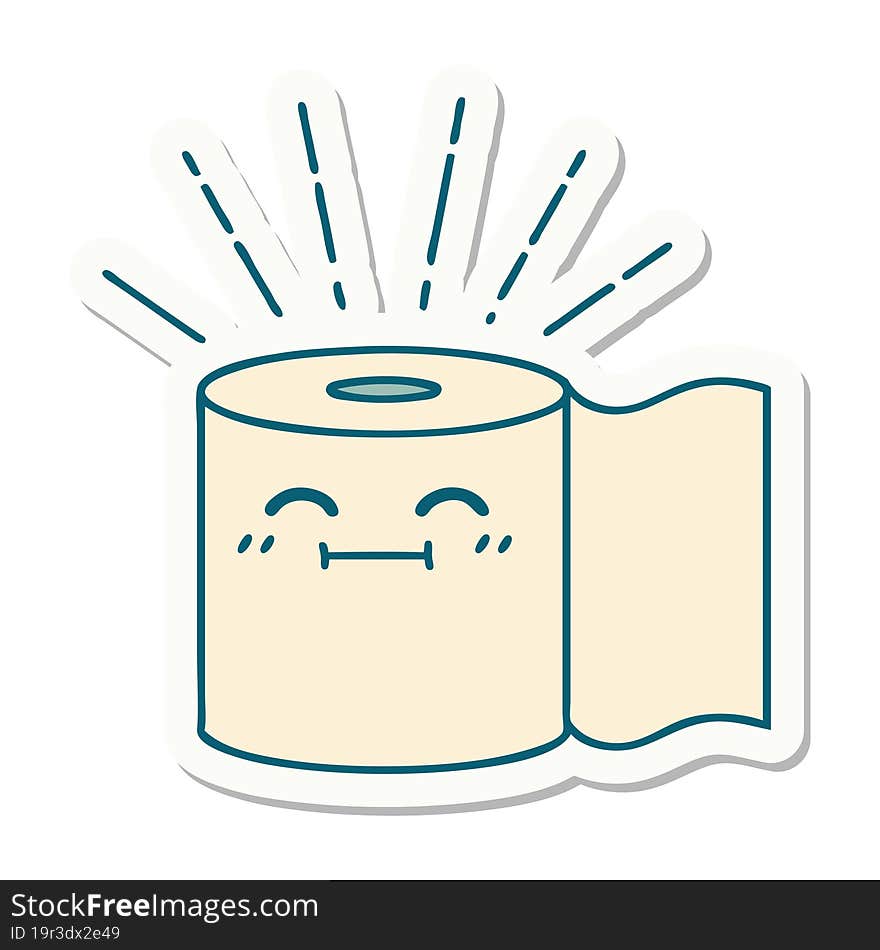 sticker of tattoo style toilet paper character