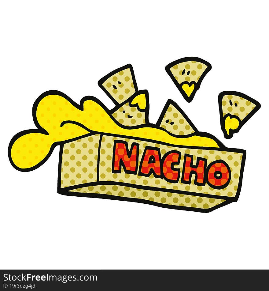 comic book style cartoon nacho box