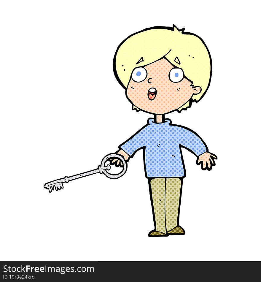 Cartoon Boy With Key