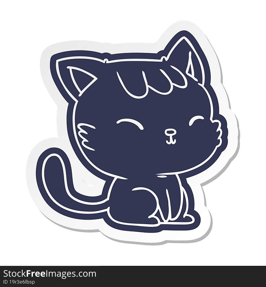 Cartoon Sticker Of Cute Kawaii Cat