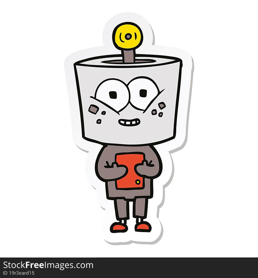 sticker of a happy cartoon robot