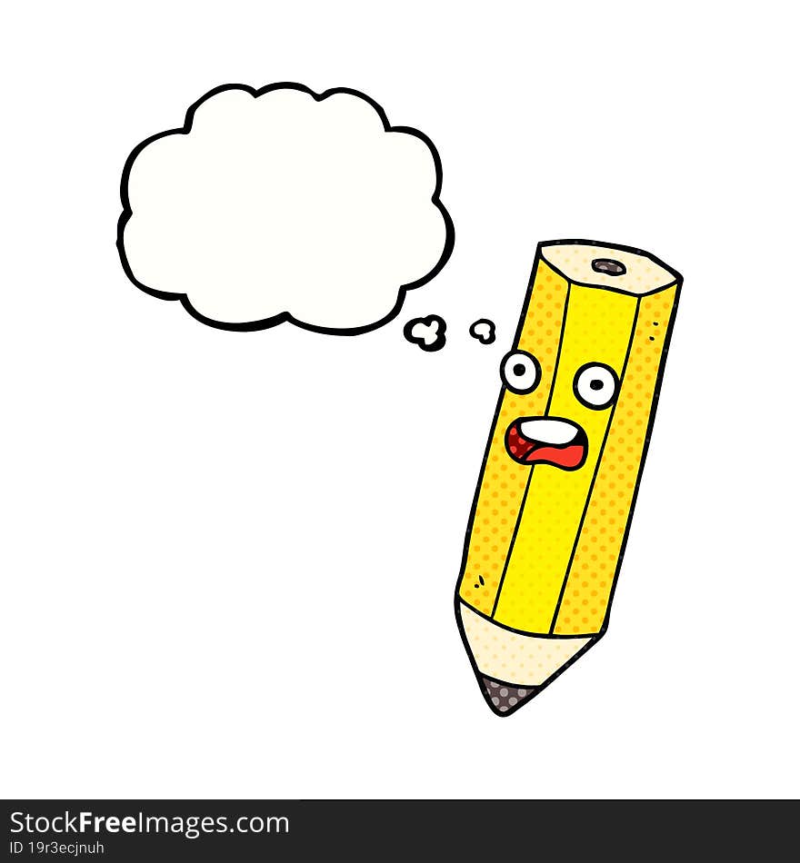 Happy Thought Bubble Cartoon Pencil